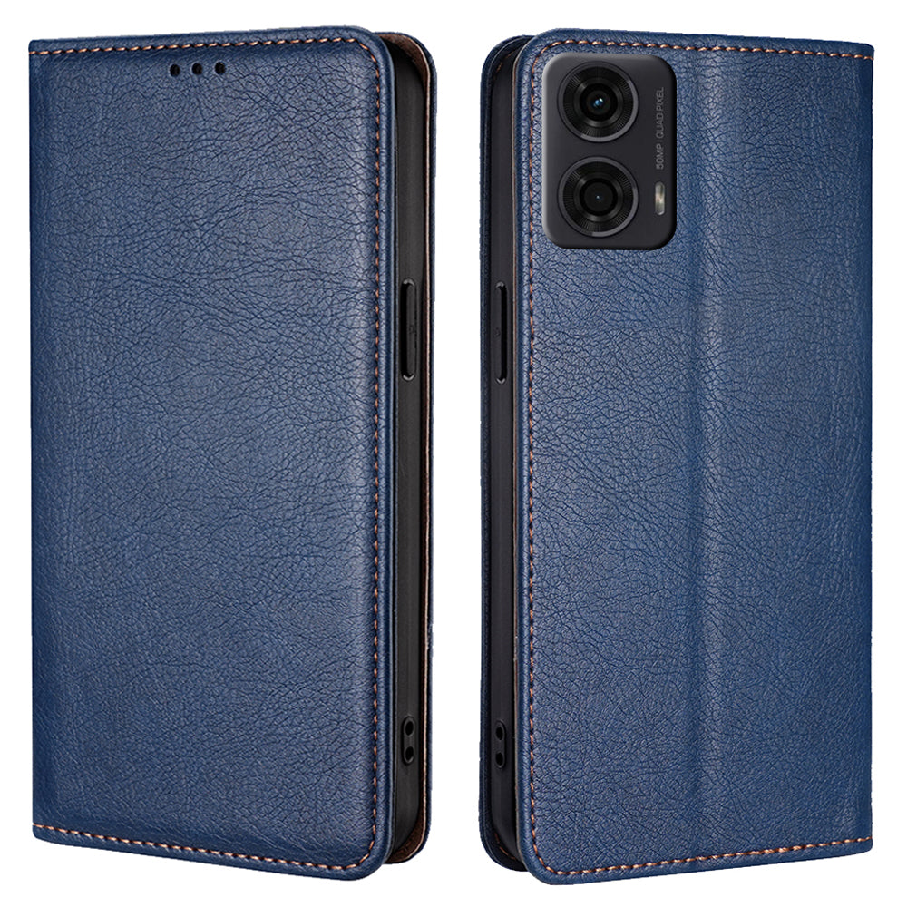 For Motorola Moto G24 4G / G04 4G Phone Case Solid Color Wallet Leather Cover - Blue