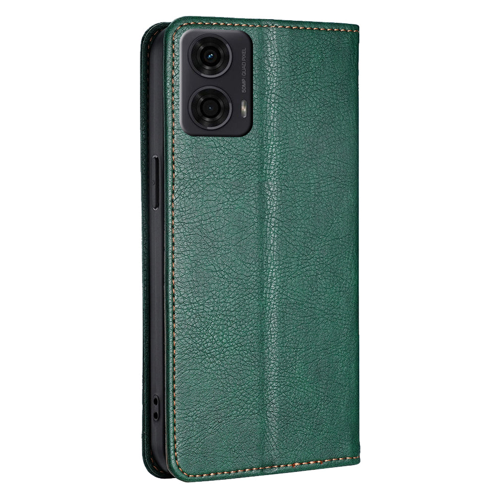 For Motorola Moto G24 4G / G04 4G Phone Case Solid Color Wallet Leather Cover - Green