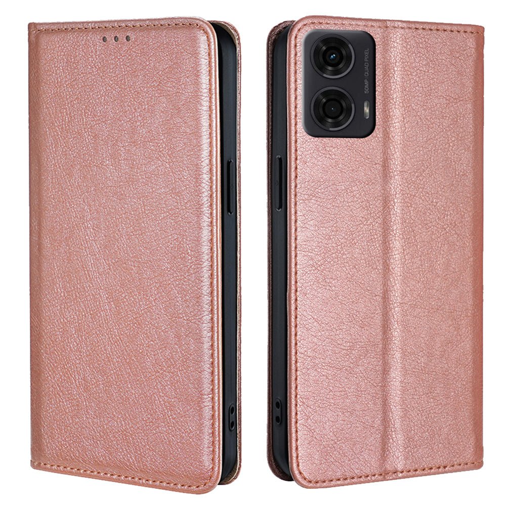 For Motorola Moto G24 4G / G04 4G Phone Case Solid Color Wallet Leather Cover - Rose Gold