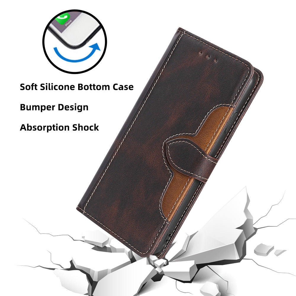 For Motorola Moto G24 4G / G04 4G Wallet Case Skin-Touch Leather Stand Phone Cover - Brown