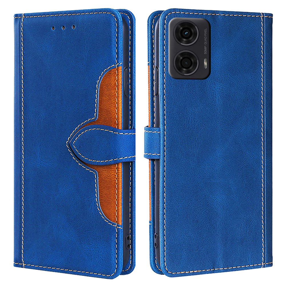 For Motorola Moto G24 4G / G04 4G Wallet Case Skin-Touch Leather Stand Phone Cover - Blue