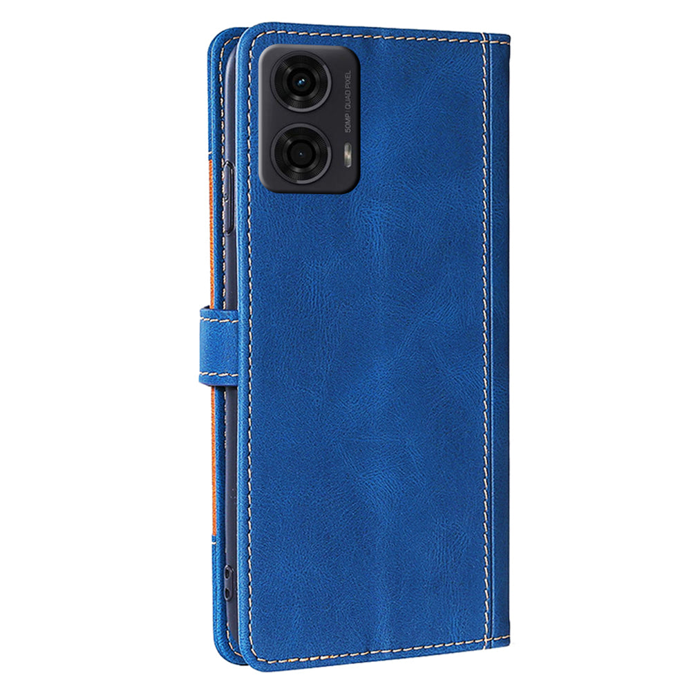 For Motorola Moto G24 4G / G04 4G Wallet Case Skin-Touch Leather Stand Phone Cover - Blue