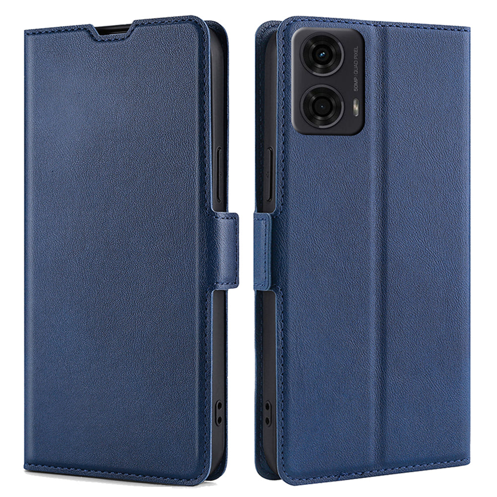 For Motorola Moto G24 4G / G04 4G Case Leather Phone Cover with Card Slots Stand - Blue