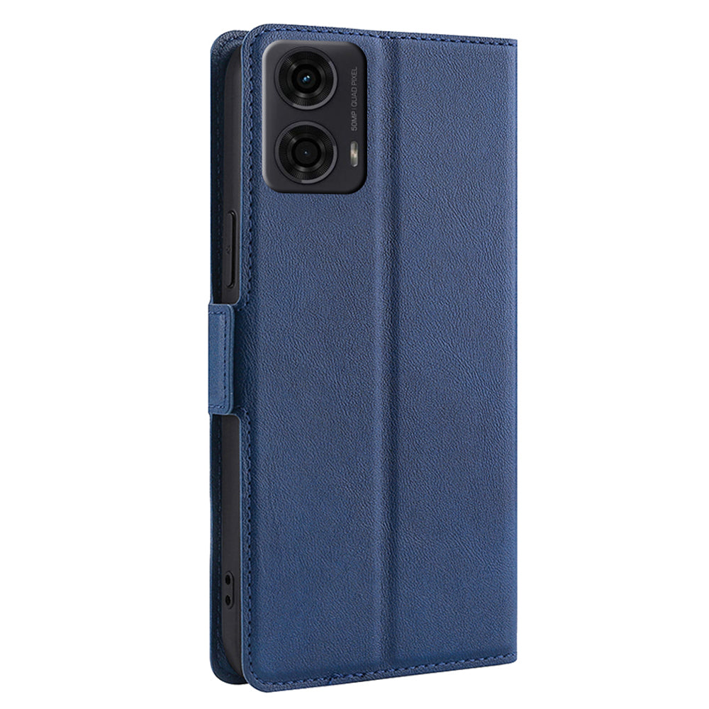 For Motorola Moto G24 4G / G04 4G Case Leather Phone Cover with Card Slots Stand - Blue