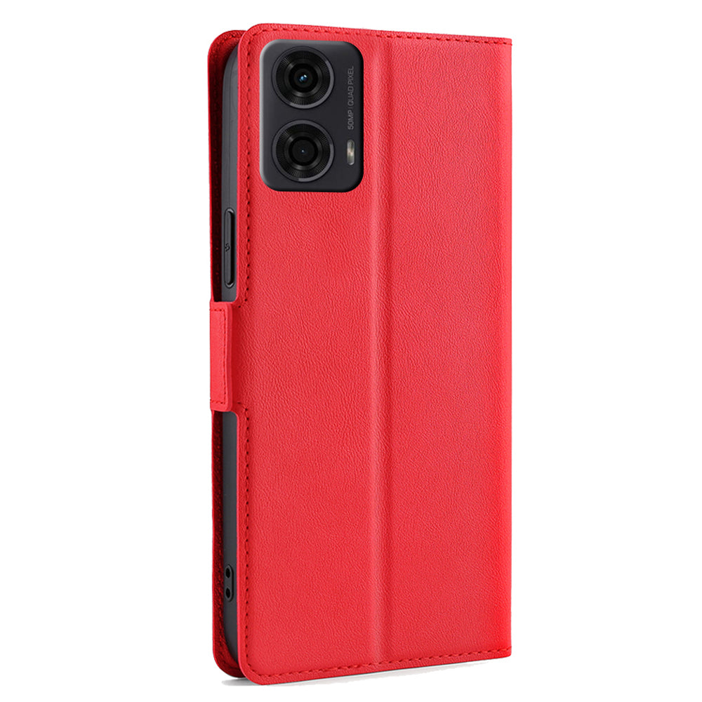 For Motorola Moto G24 4G / G04 4G Case Leather Phone Cover with Card Slots Stand - Red