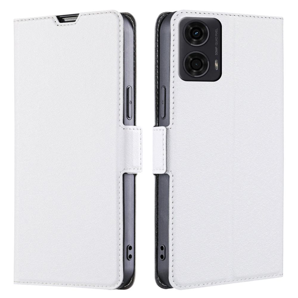 For Motorola Moto G24 4G / G04 4G Case Leather Phone Cover with Card Slots Stand - White