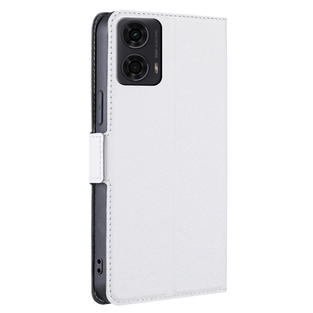 For Motorola Moto G24 4G / G04 4G Case Leather Phone Cover with Card Slots Stand - White