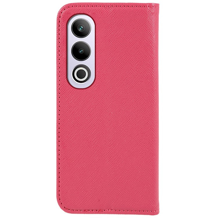 For OnePlus Ace 3V 5G Case Magnetic Closure Cross Texture Leather Phone Cover - Pink