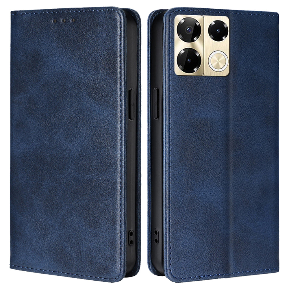 For Transsion Infinix Note 40 Pro 5G Case Magnetic Calf Textured Leather Phone Cover - Sapphire