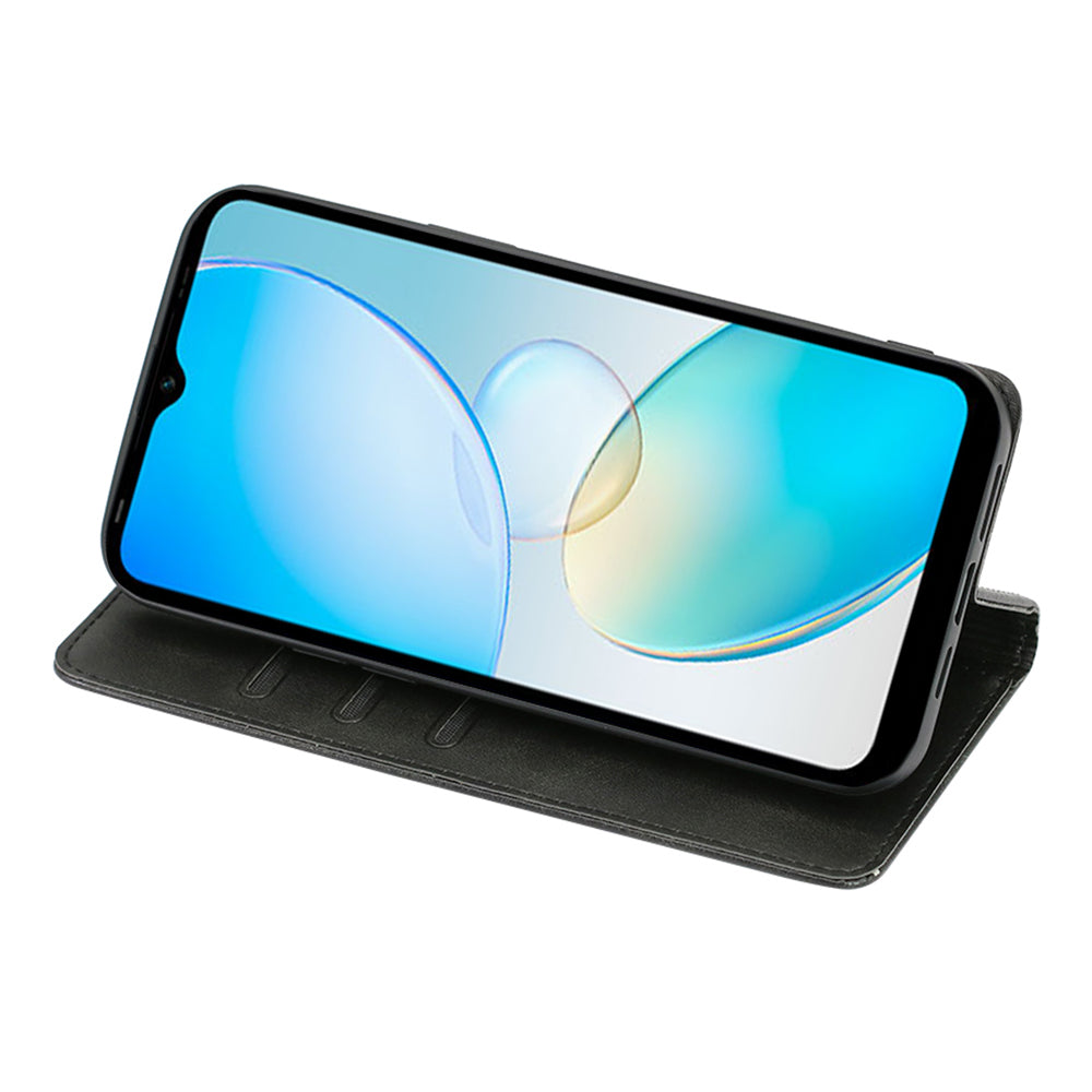 For Transsion Infinix Note 40 Pro 5G Case Magnetic Calf Textured Leather Phone Cover - Black