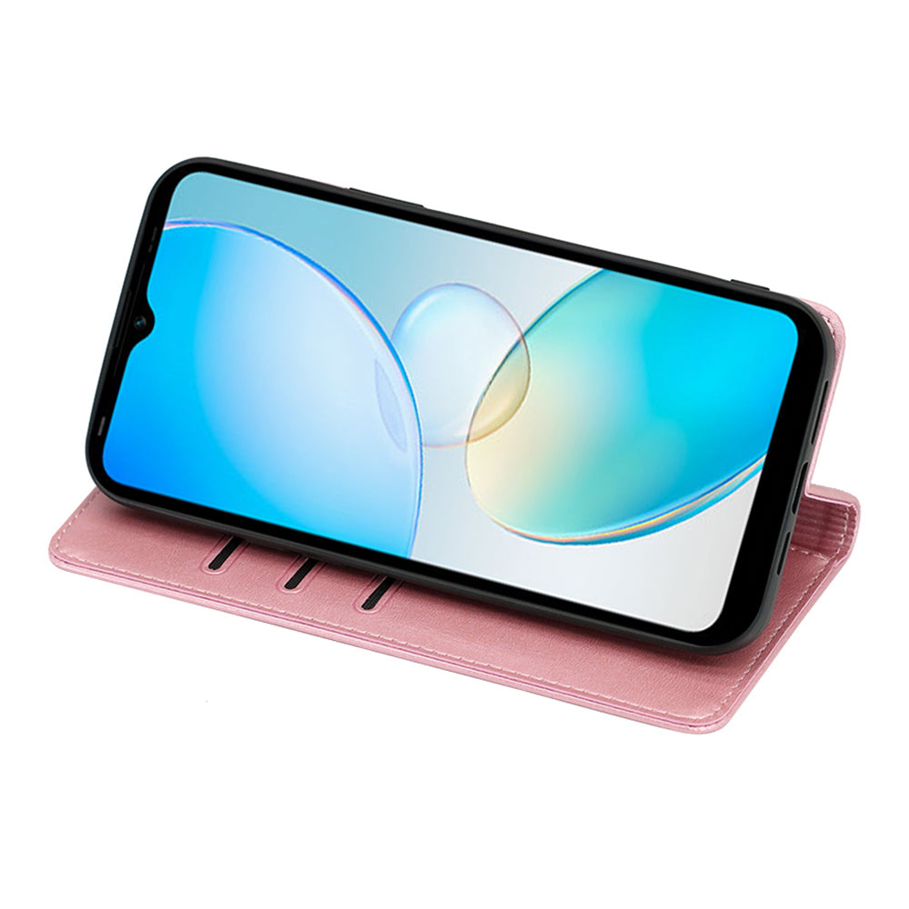 For Transsion Infinix Note 40 Pro 5G Case Magnetic Calf Textured Leather Phone Cover - Rose Gold