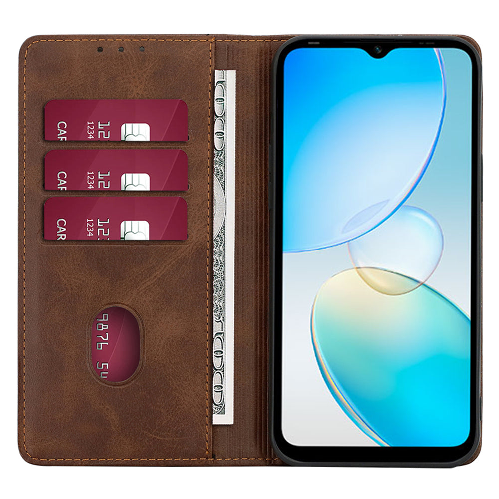 For Transsion Infinix Note 40 Pro 5G Case Magnetic Calf Textured Leather Phone Cover - Brown