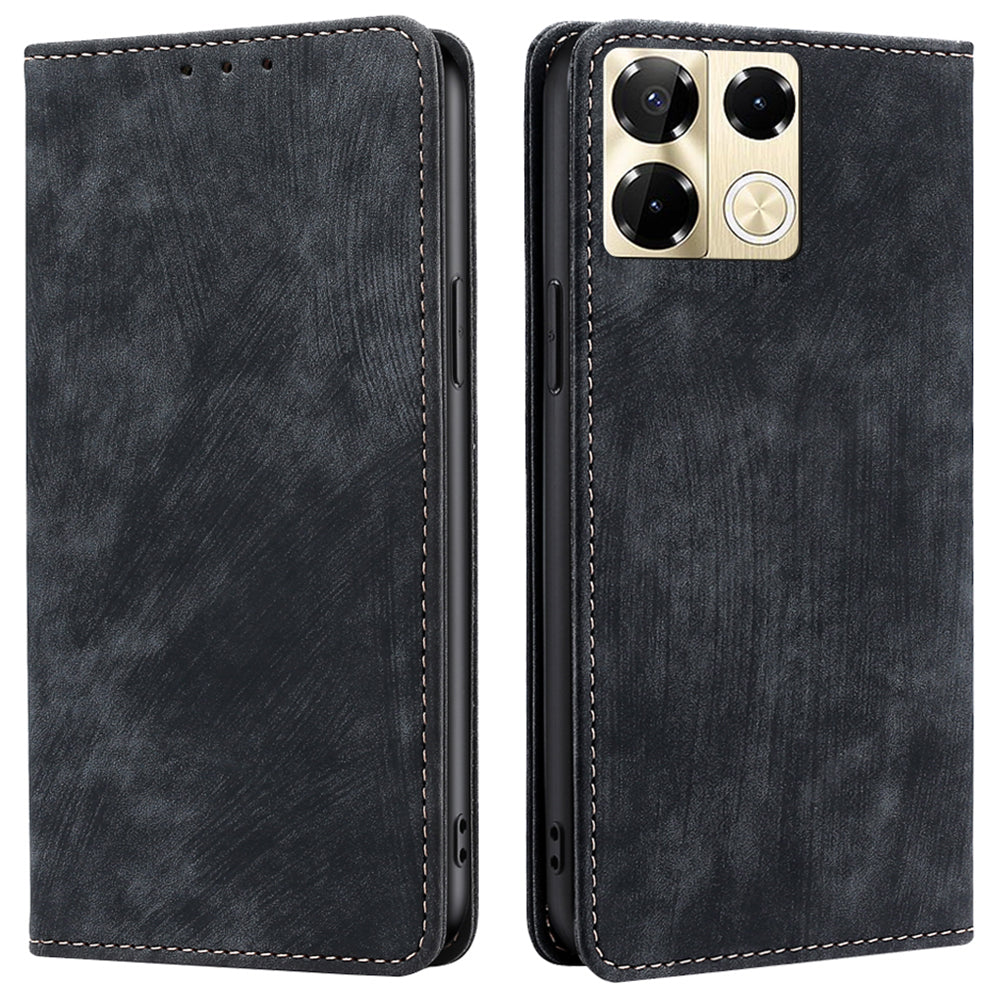 For Transsion Infinix Note 40 Pro 5G Case RFID Blocking Leather Phone Wallet Cover - Black