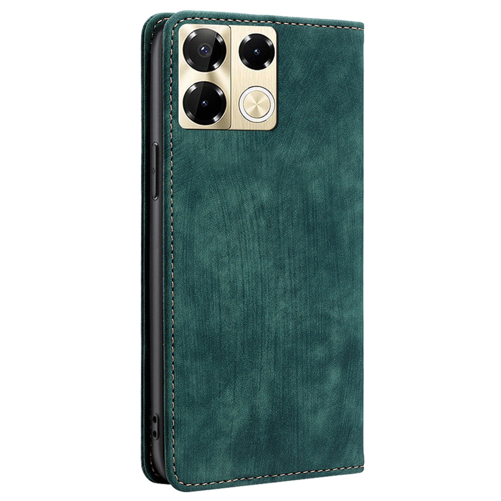 For Transsion Infinix Note 40 Pro 5G Case RFID Blocking Leather Phone Wallet Cover - Green