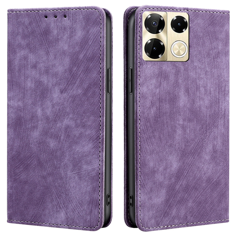 For Transsion Infinix Note 40 Pro 5G Case RFID Blocking Leather Phone Wallet Cover - Purple