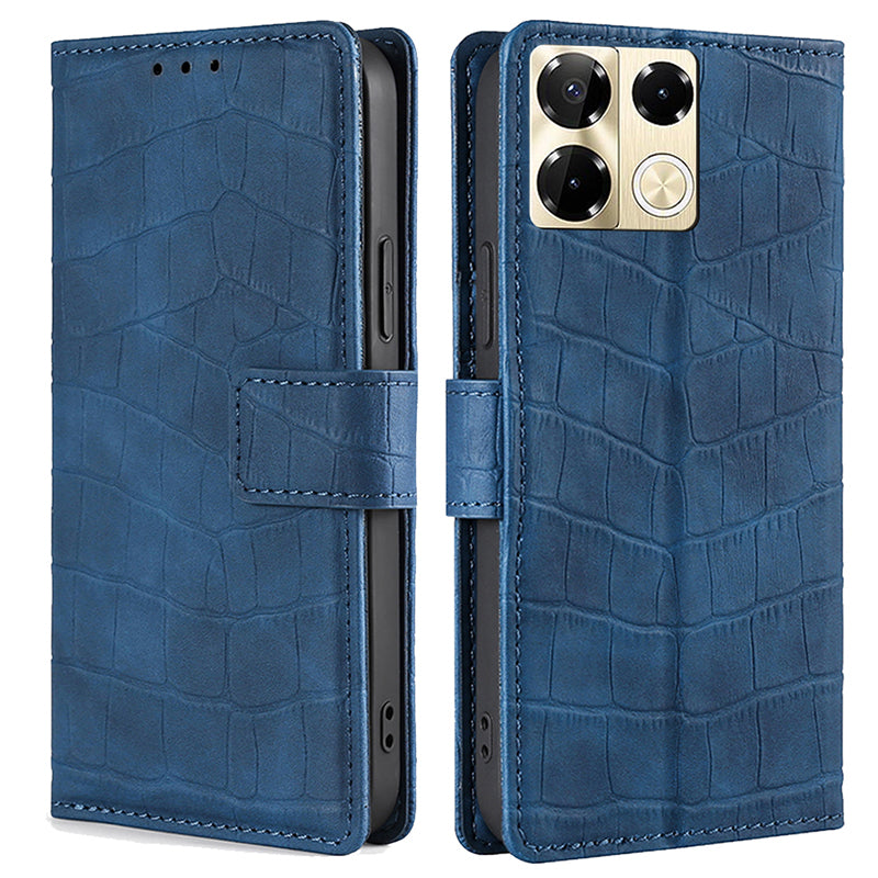 For Transsion Infinix Note 40 Pro 5G Leather Cover Crocodile Texture Wholesale Phone Cases - Blue