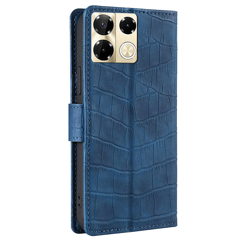 For Transsion Infinix Note 40 Pro 5G Leather Cover Crocodile Texture Wholesale Phone Cases - Blue