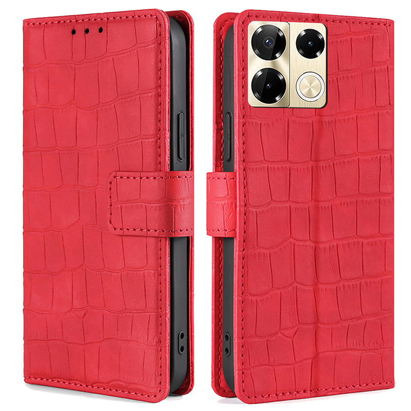 For Transsion Infinix Note 40 Pro 5G Leather Cover Crocodile Texture Wholesale Phone Cases - Red