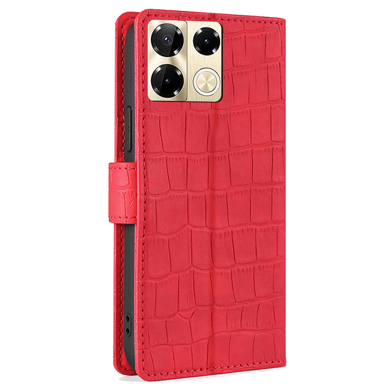 For Transsion Infinix Note 40 Pro 5G Leather Cover Crocodile Texture Wholesale Phone Cases - Red
