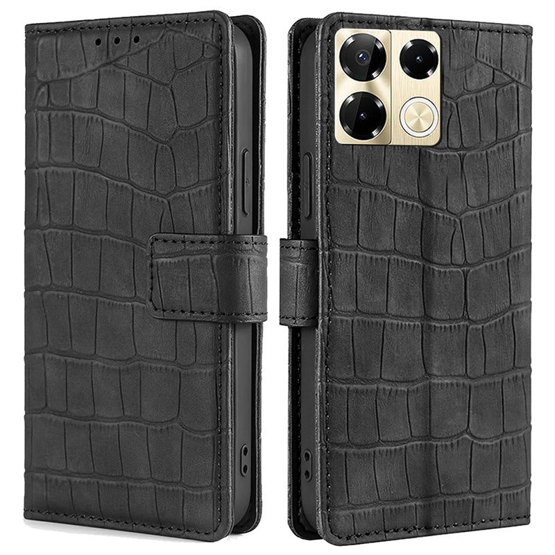 For Transsion Infinix Note 40 Pro 5G Leather Cover Crocodile Texture Wholesale Phone Cases - Black