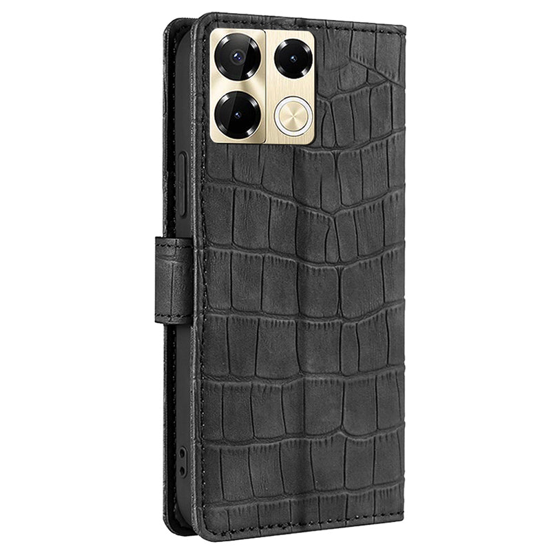 For Transsion Infinix Note 40 Pro 5G Leather Cover Crocodile Texture Wholesale Phone Cases - Black