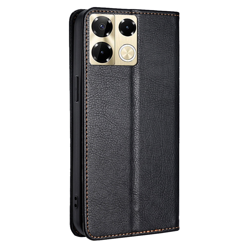 For Transsion Infinix Note 40 Pro 5G Case Solid Color PU Leather Flip Wallet Stand Cover - Black