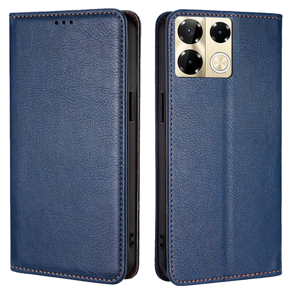 For Transsion Infinix Note 40 Pro 5G Case Solid Color PU Leather Flip Wallet Stand Cover - Blue