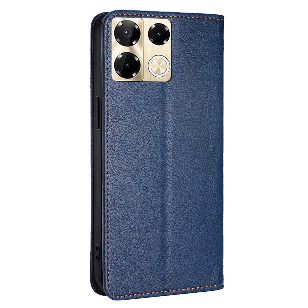 For Transsion Infinix Note 40 Pro 5G Case Solid Color PU Leather Flip Wallet Stand Cover - Blue