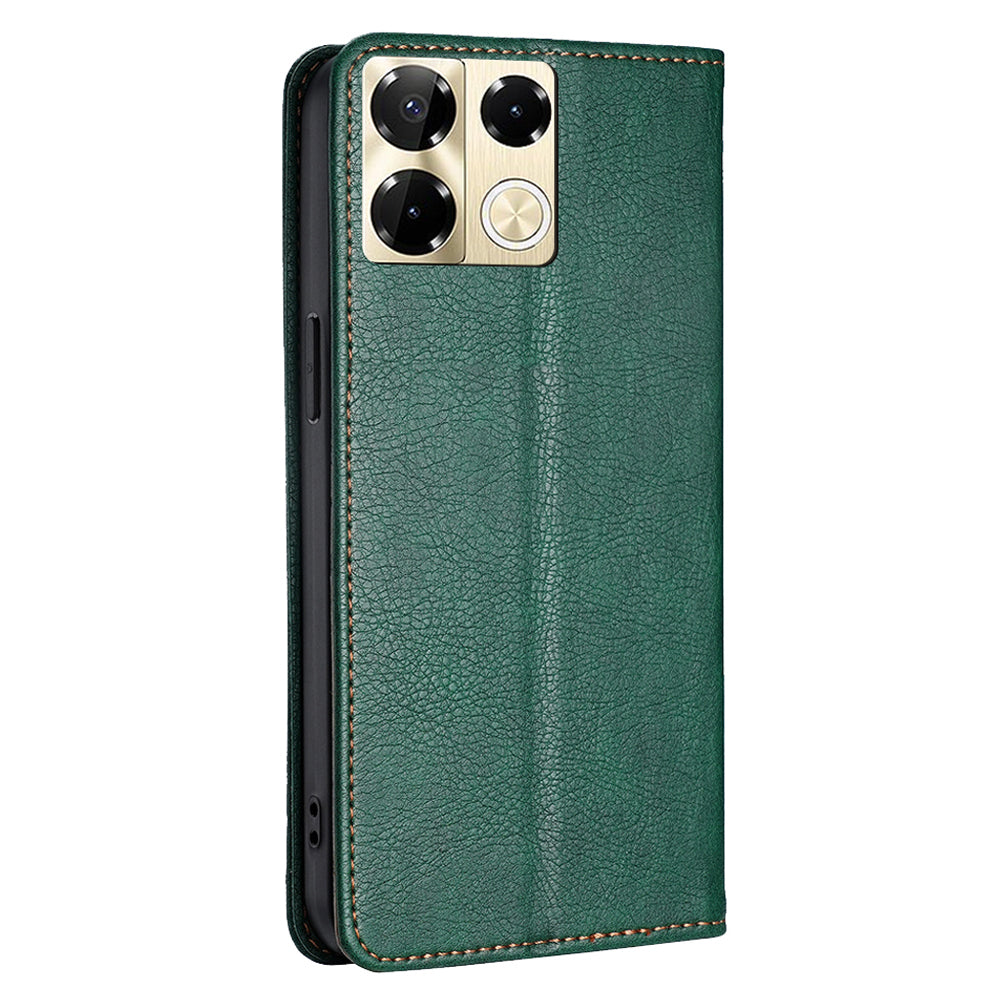 For Transsion Infinix Note 40 Pro 5G Case Solid Color PU Leather Flip Wallet Stand Cover - Green