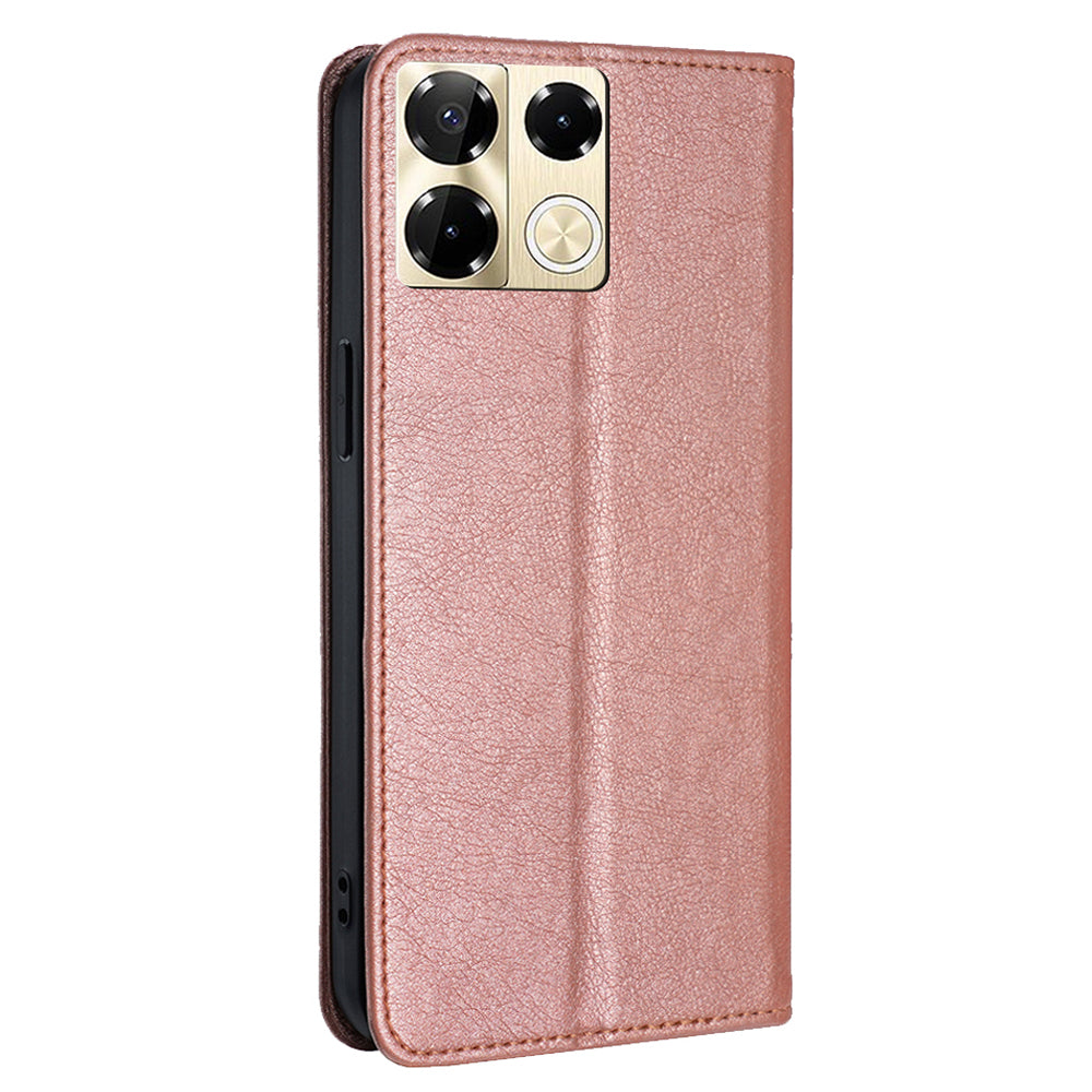 For Transsion Infinix Note 40 Pro 5G Case Solid Color PU Leather Flip Wallet Stand Cover - Rose Gold