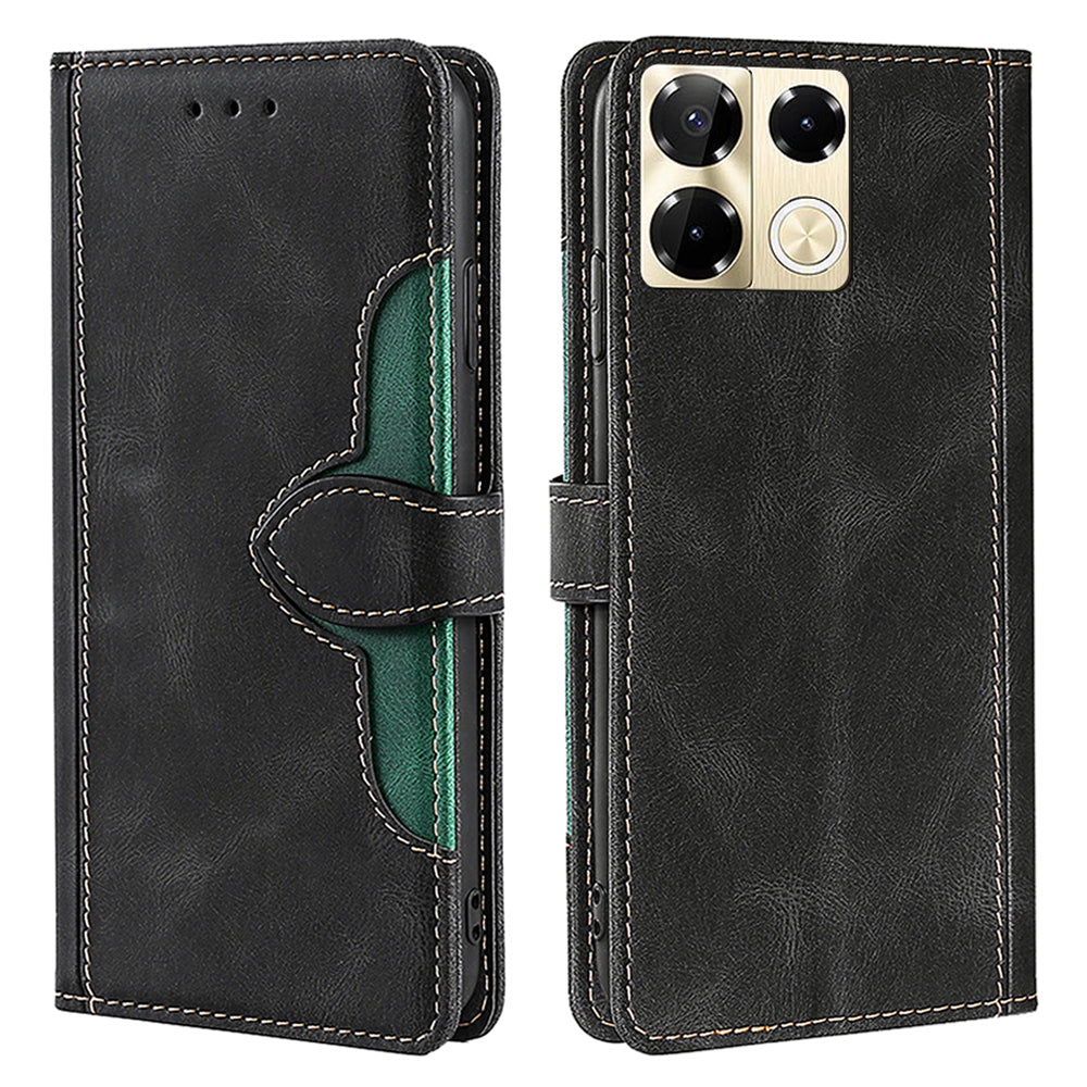 For Transsion Infinix Note 40 Pro 5G Case Skin-touch Leather Wallet Stand Phone Cover - Black