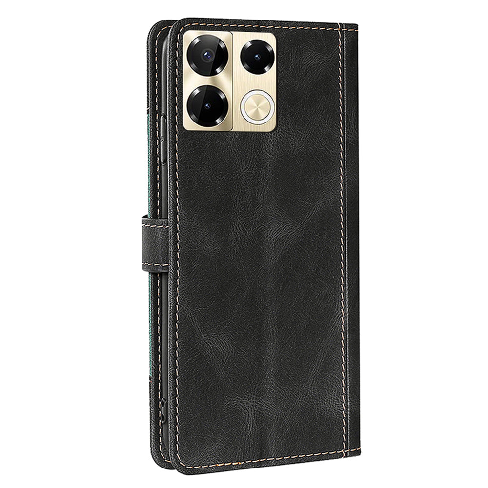 For Transsion Infinix Note 40 Pro 5G Case Skin-touch Leather Wallet Stand Phone Cover - Black