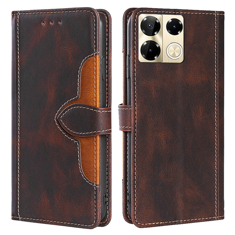 For Transsion Infinix Note 40 Pro 5G Case Skin-touch Leather Wallet Stand Phone Cover - Brown