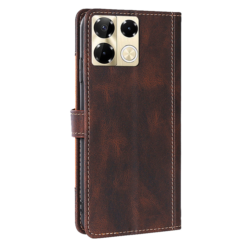 For Transsion Infinix Note 40 Pro 5G Case Skin-touch Leather Wallet Stand Phone Cover - Brown