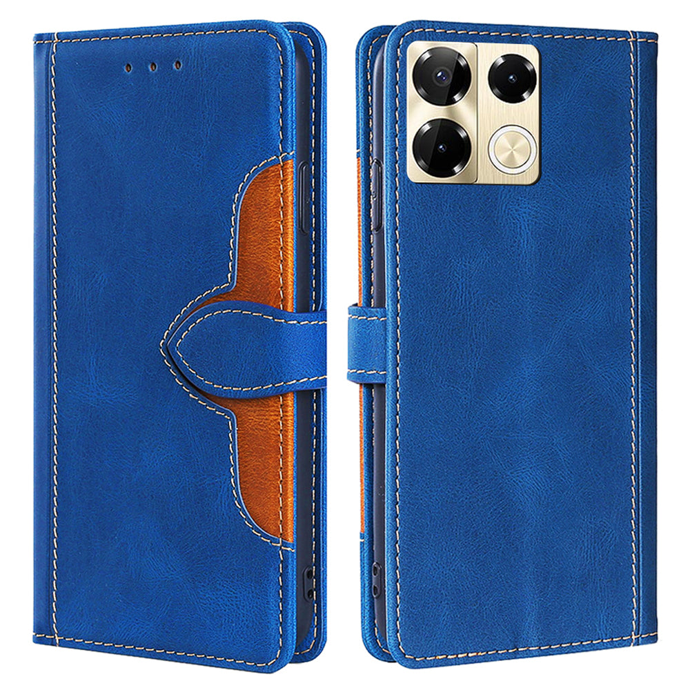For Transsion Infinix Note 40 Pro 5G Case Skin-touch Leather Wallet Stand Phone Cover - Blue
