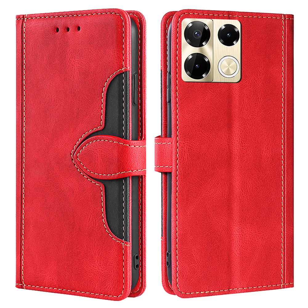 For Transsion Infinix Note 40 Pro 5G Case Skin-touch Leather Wallet Stand Phone Cover - Red