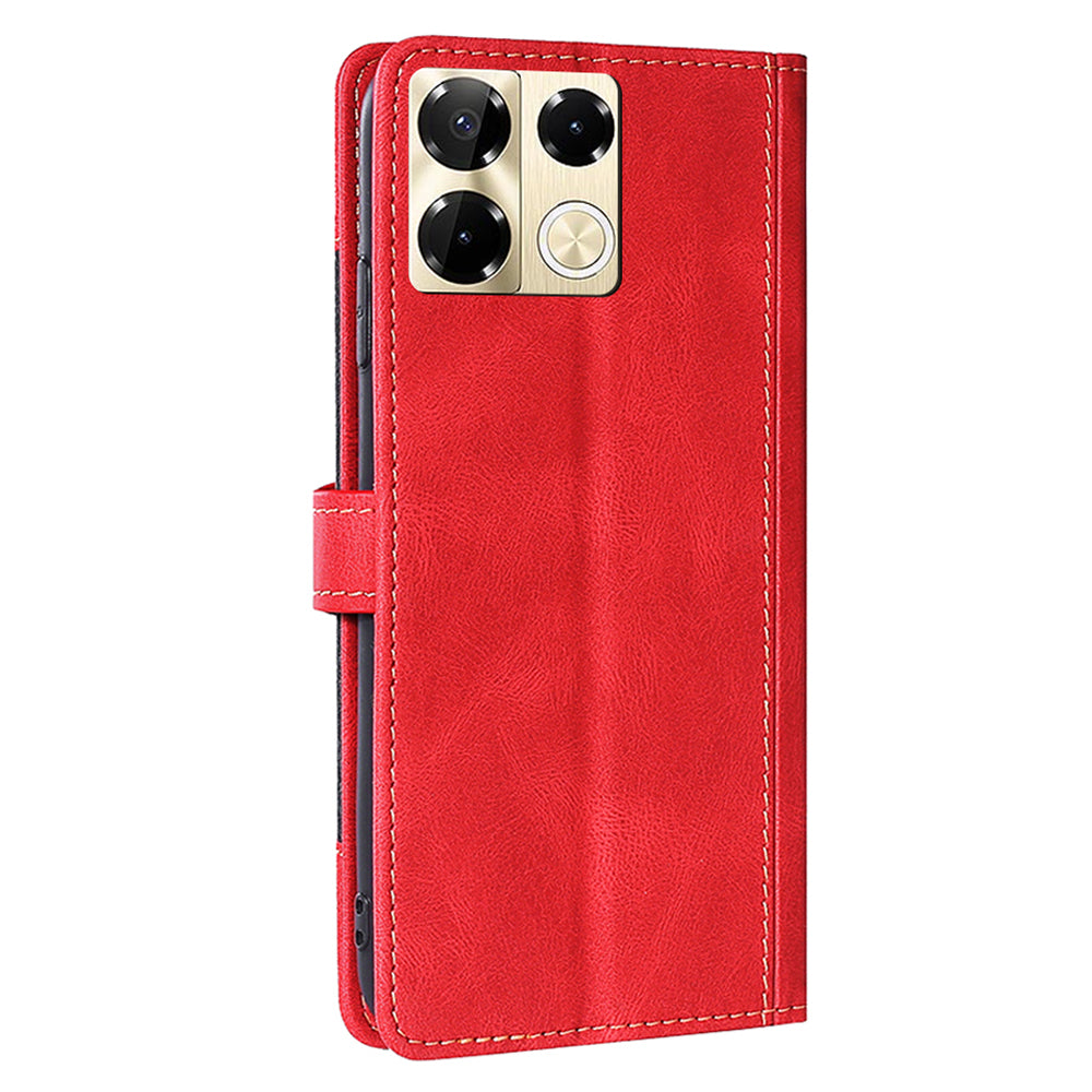 For Transsion Infinix Note 40 Pro 5G Case Skin-touch Leather Wallet Stand Phone Cover - Red