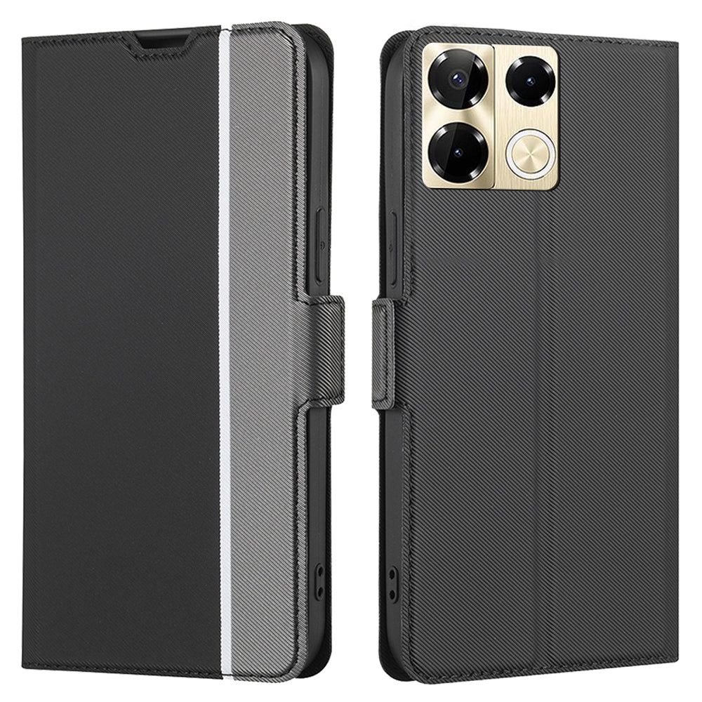 For Transsion Infinix Note 40 Pro 5G Case Twill Texture Leather Card Holders Smart Phone Cover - Black