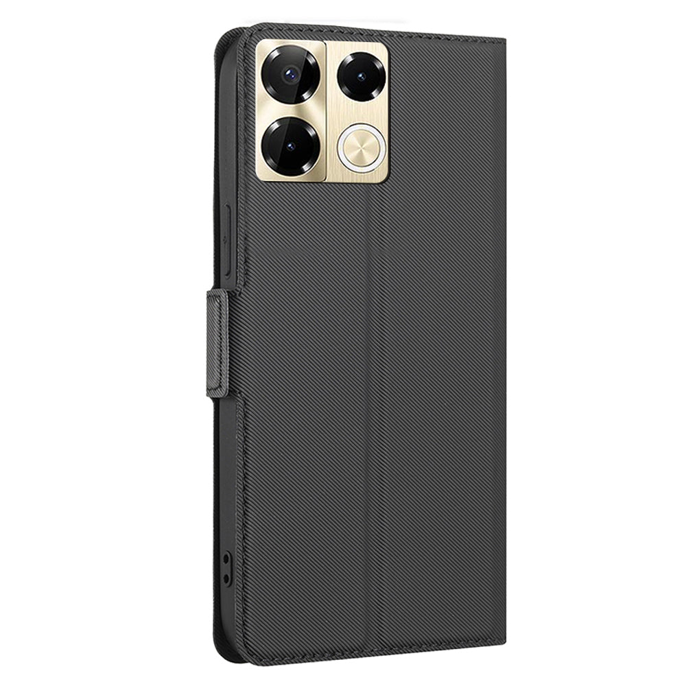 For Transsion Infinix Note 40 Pro 5G Case Twill Texture Leather Card Holders Smart Phone Cover - Black