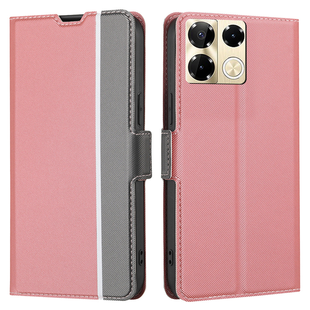 For Transsion Infinix Note 40 Pro 5G Case Twill Texture Leather Card Holders Smart Phone Cover - Pink