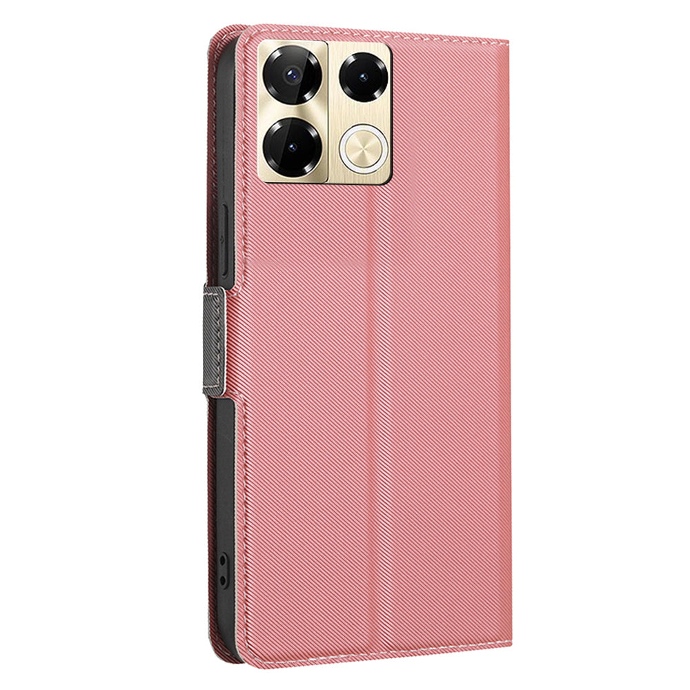 For Transsion Infinix Note 40 Pro 5G Case Twill Texture Leather Card Holders Smart Phone Cover - Pink