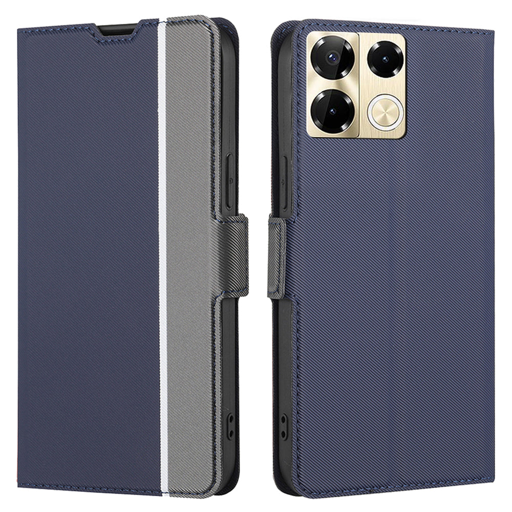 For Transsion Infinix Note 40 Pro 5G Case Twill Texture Leather Card Holders Smart Phone Cover - Blue