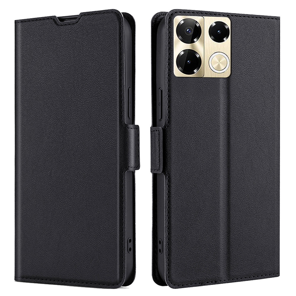 For Transsion Infinix Note 40 Pro 5G Leather Case Card Slots Phone Stand Cover - Black