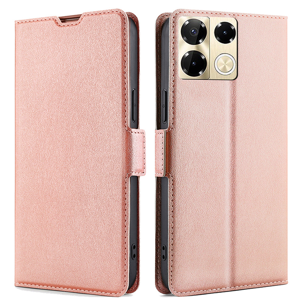 For Transsion Infinix Note 40 Pro 5G Leather Case Card Slots Phone Stand Cover - Rose Gold
