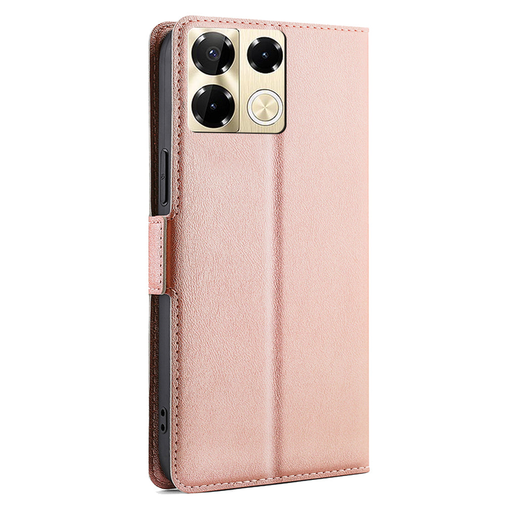 For Transsion Infinix Note 40 Pro 5G Leather Case Card Slots Phone Stand Cover - Rose Gold