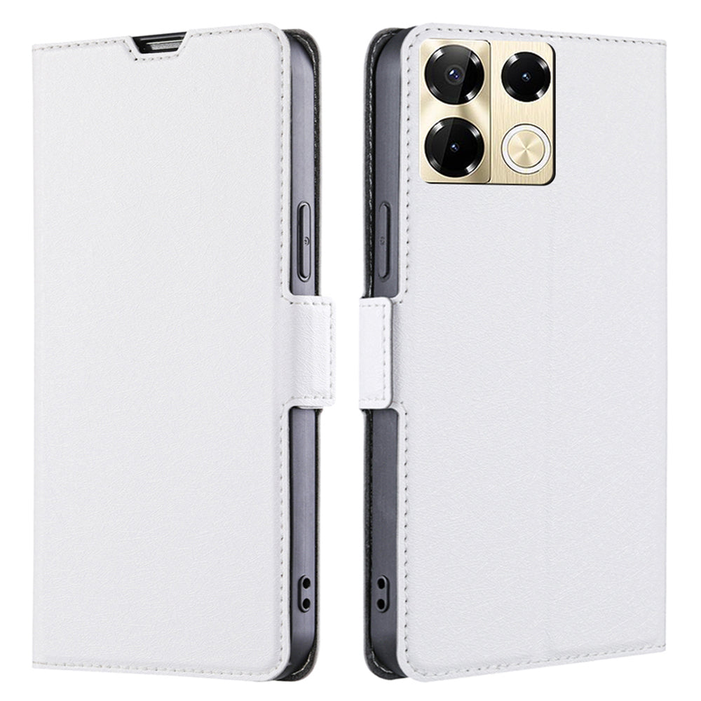 For Transsion Infinix Note 40 Pro 5G Leather Case Card Slots Phone Stand Cover - White