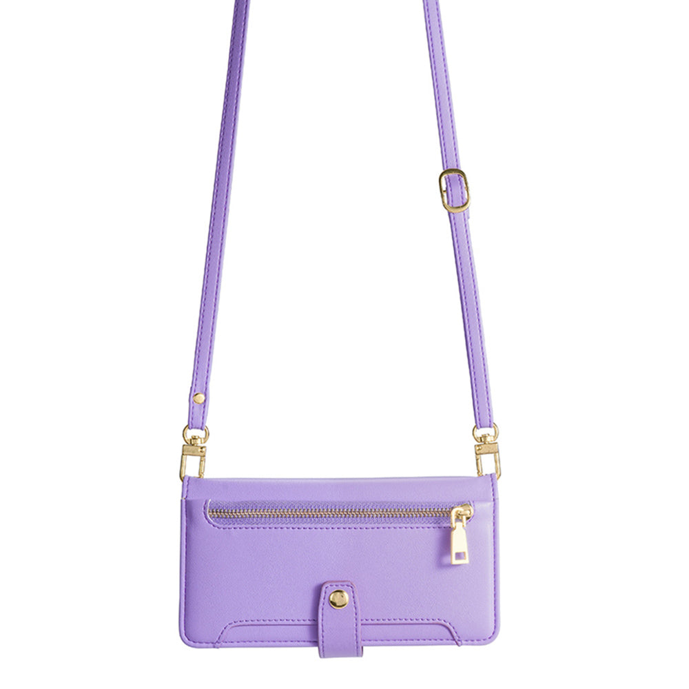 For Transsion Infinix Note 40 Pro 5G Zipper Wallet Case Leather Phone Cover with Shoulder Strap - Purple