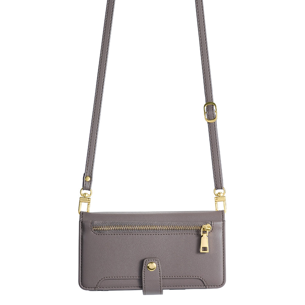 For Transsion Infinix Note 40 Pro 5G Zipper Wallet Case Leather Phone Cover with Shoulder Strap - Grey