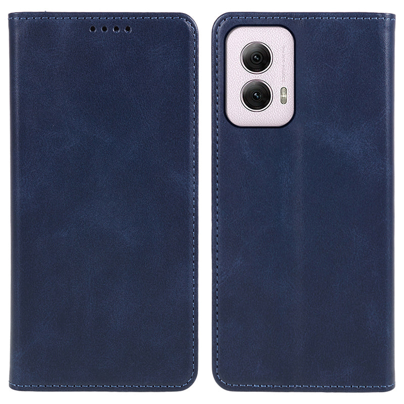 For Motorola Moto G Power (2024) Leather Case Magnetic Auto Closing PU Wallet Cover - Blue