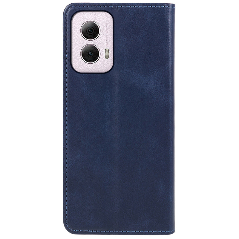 For Motorola Moto G Power (2024) Leather Case Magnetic Auto Closing PU Wallet Cover - Blue